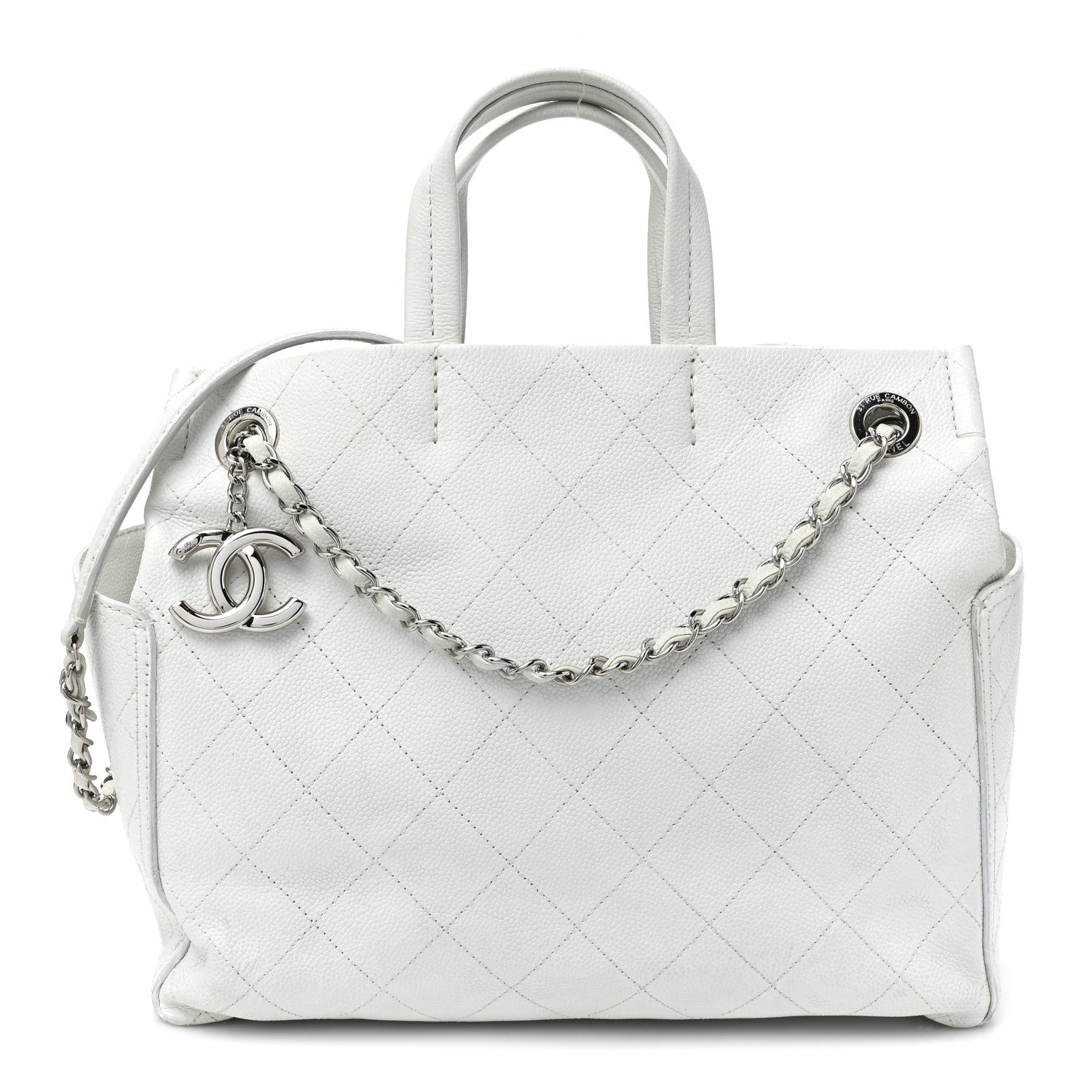Chanel Grained Calfskin CC Pocket Tote White 1 of 17