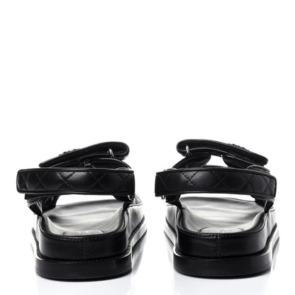 Chanel Lambskin Velcro Dad Sandals 41 Black 5 of 11