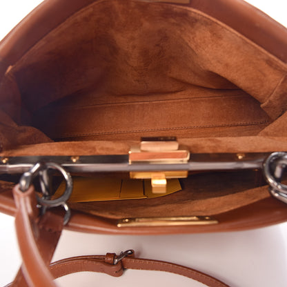 Fendi Vitello Suede Medium Peekaboo Iconic Satchel Cuoio Rame Moro 5 of 10