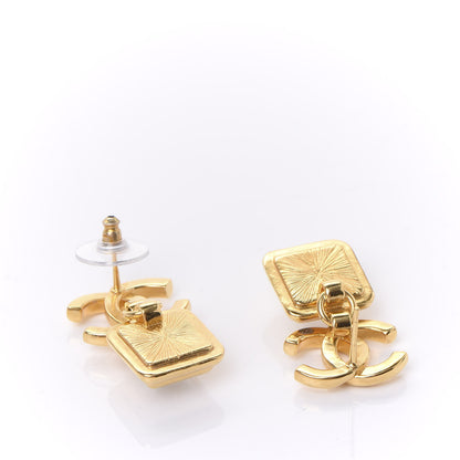 Chanel Crystal CC Square Earrings Gold 3 of 5