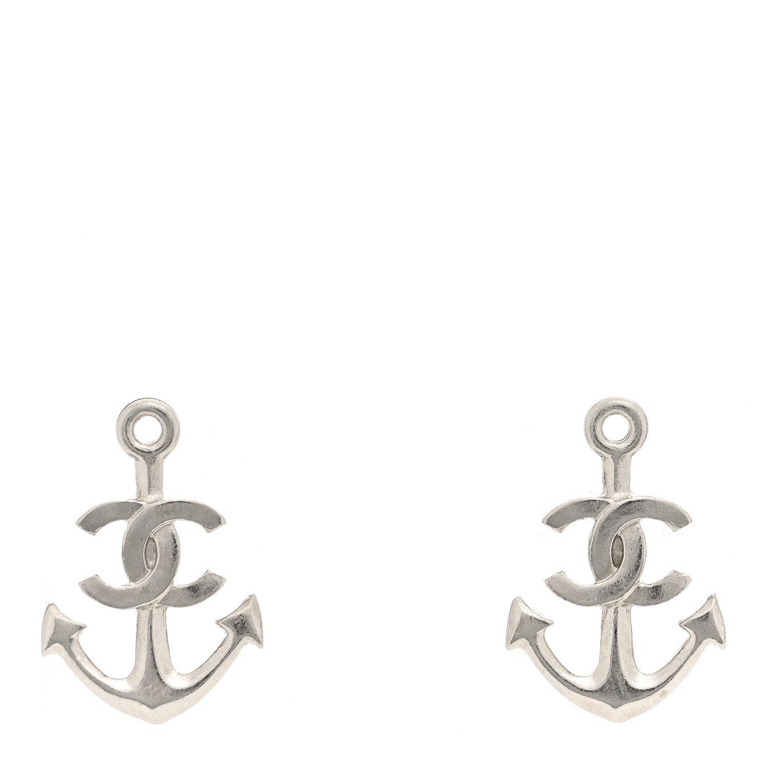 Chanel Metal Anchor CC Earrings Silver 1 of 4