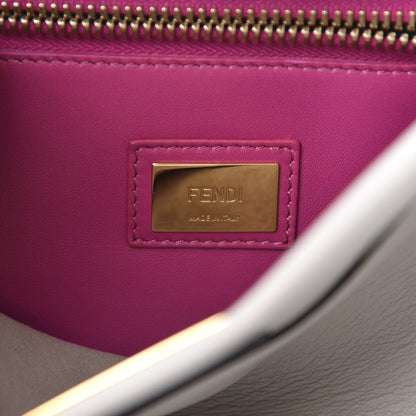 Fendi Vitello Seta Shiny Nappa Medium Peekaboo Iconic Satchel Grigio Polvere Magenta 7 of 12