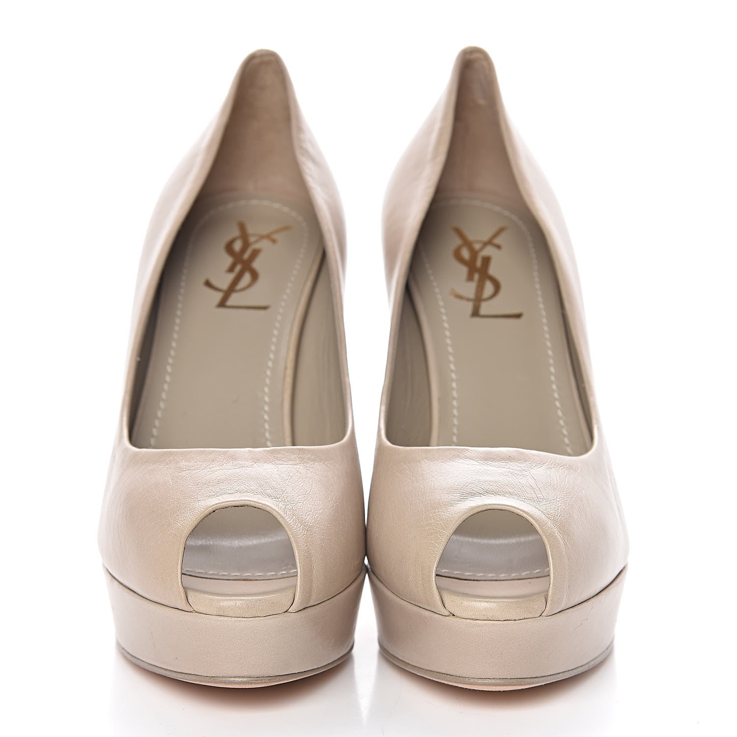 Saint Laurent Calfskin Palais 105 Pumps 37.5 Beige 2 of 9