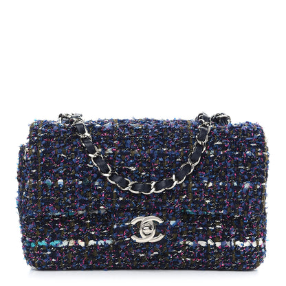 Chanel Tweed Quilted Mini Rectangular Flap Blue Multicolor 1 of 9