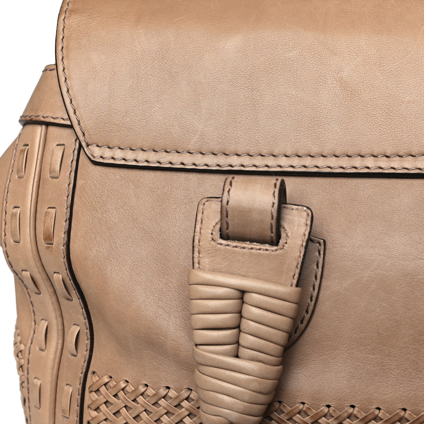Calfskin Handmade Large Top Handle Bag Taupe