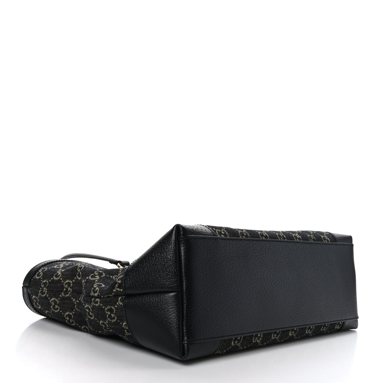 Gucci Jacquard Black Denim GG Monogram Medium Ophidia Shopping Tote Black Ivory 4 of 10