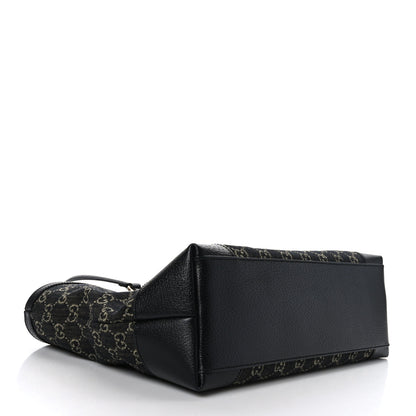 Gucci Jacquard Black Denim GG Monogram Medium Ophidia Shopping Tote Black Ivory 4 of 10