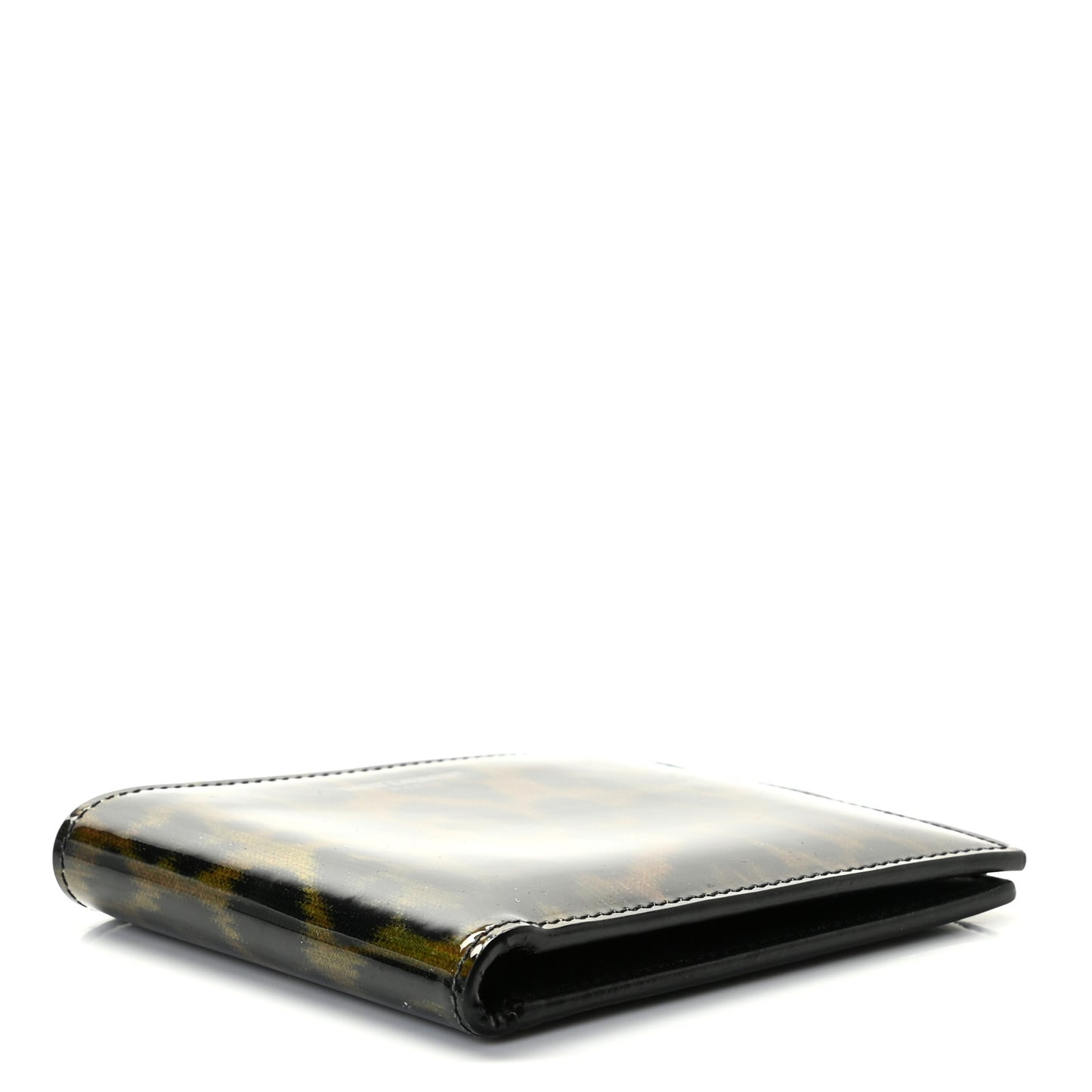 Patent Leopard Print Paris East West Wallet Black