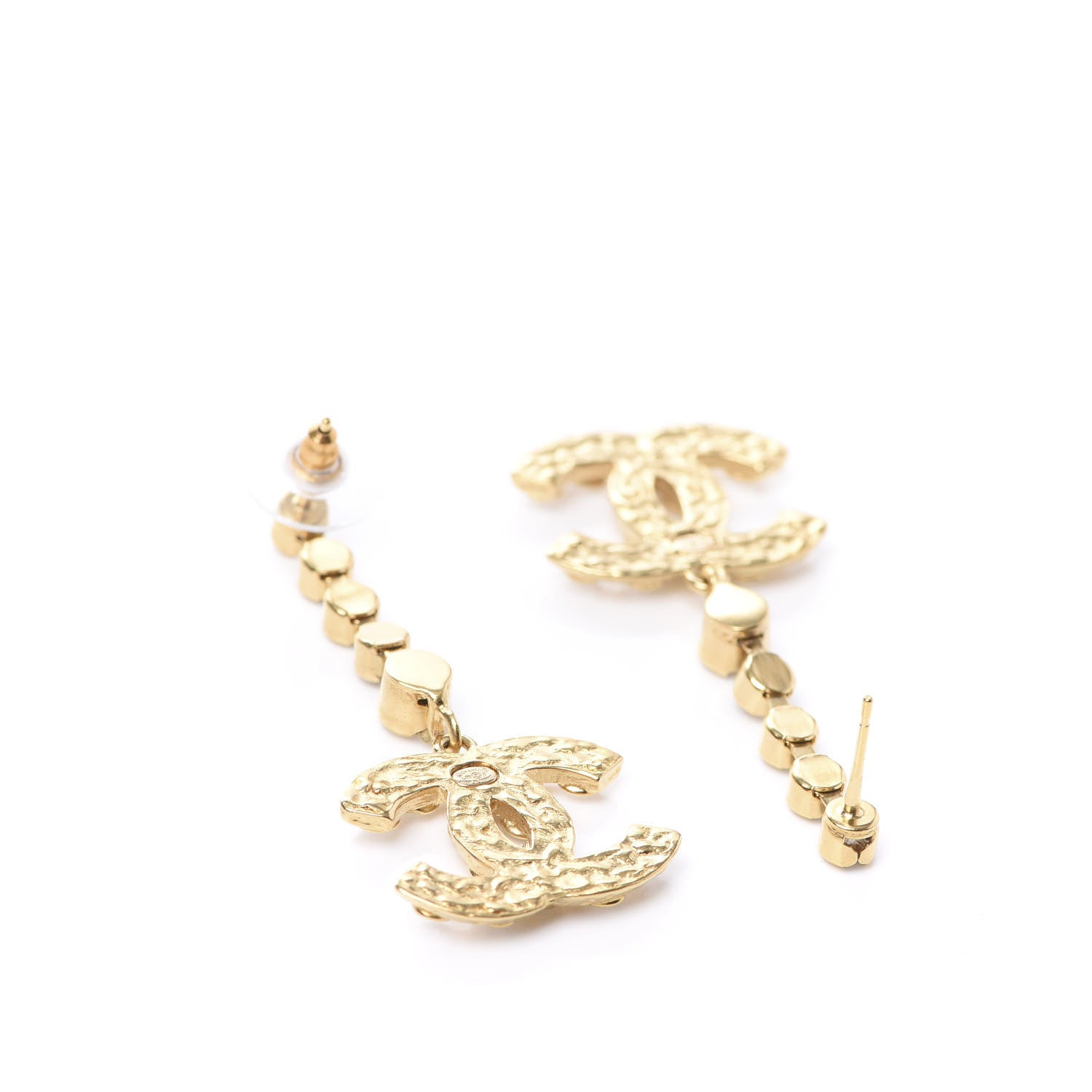 Chanel CC Crystal Drop Earrings Gold 3 of 5