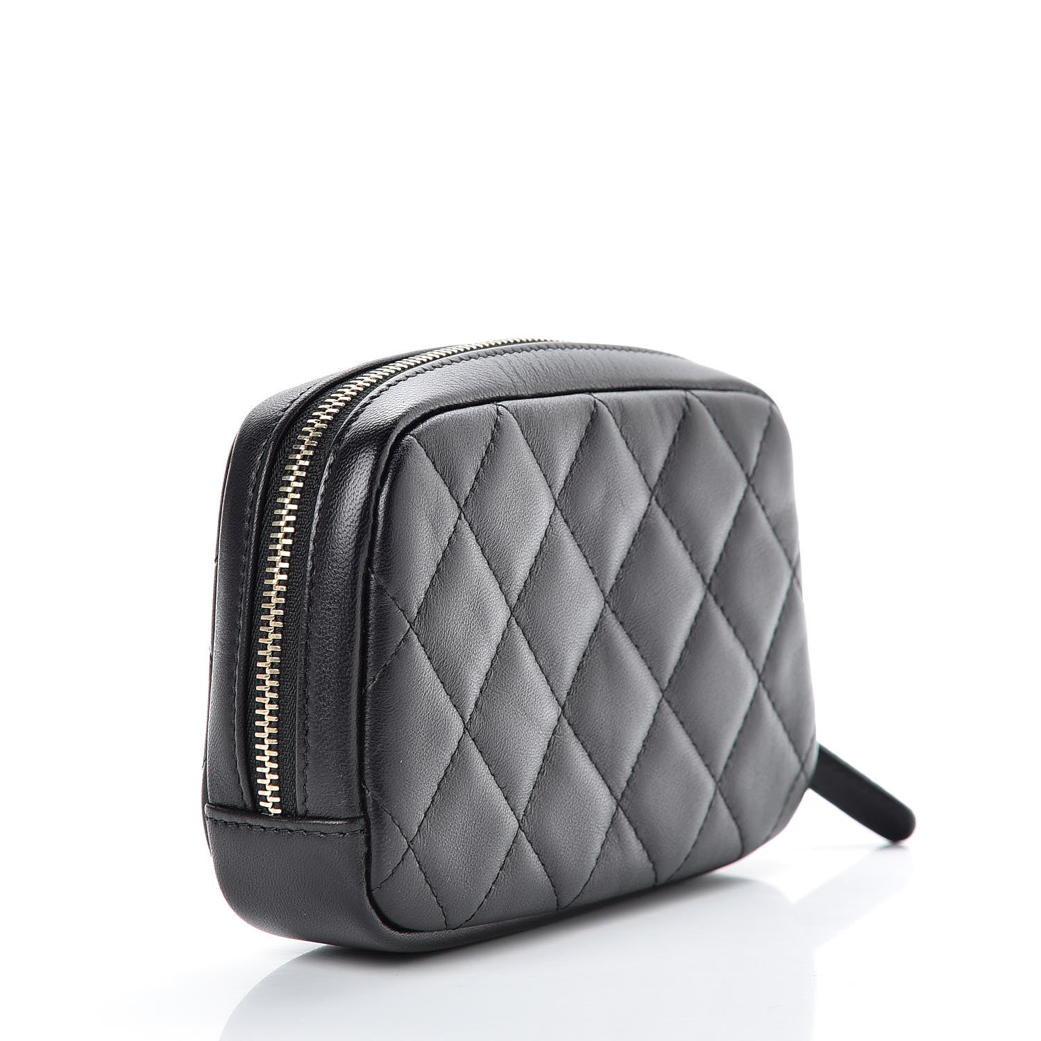 Chanel Lambskin Quilted Small Curvy Pouch Cosmetic Case Black 3 of 10