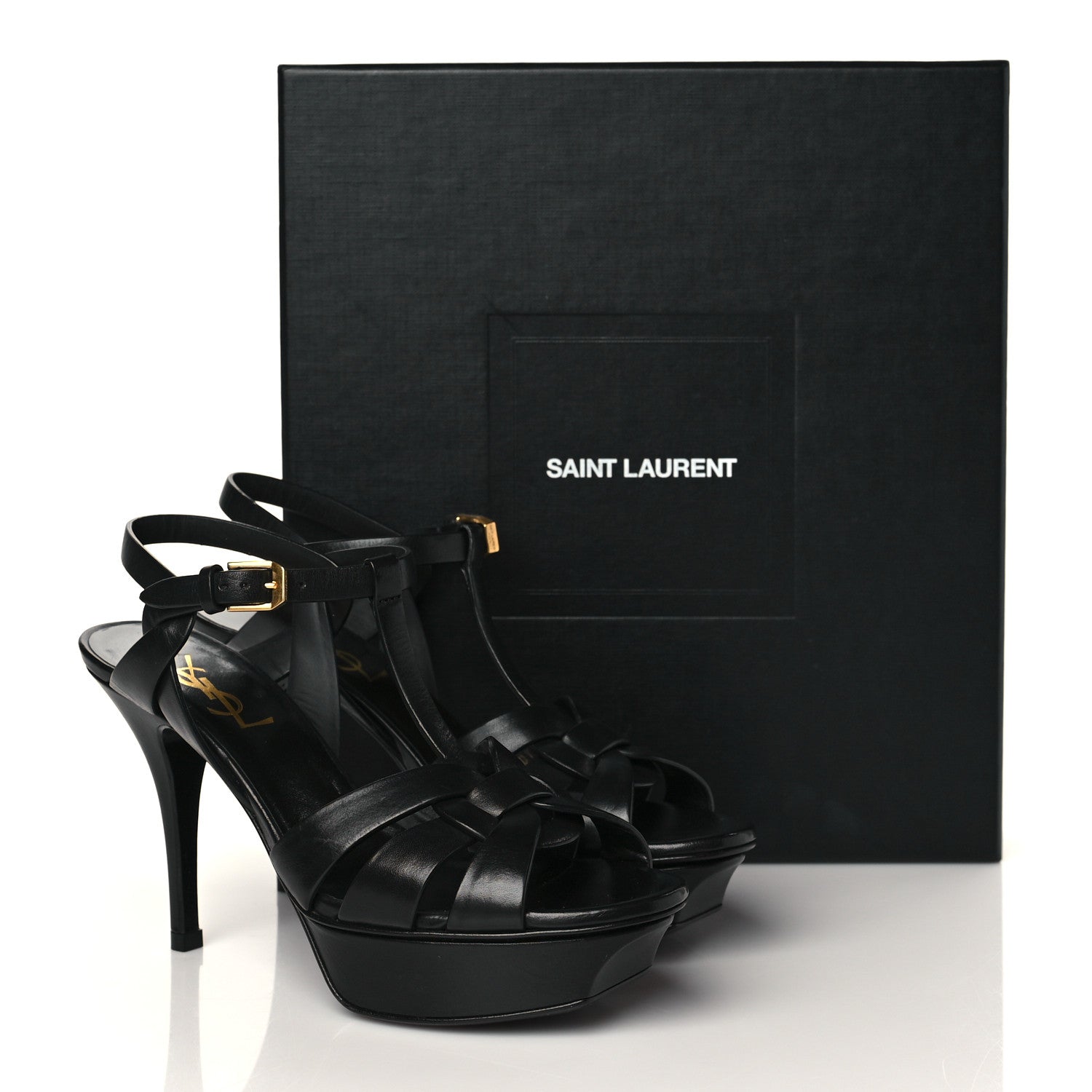 Saint Laurent Calfskin Tribute 75 Platform Sandals 36.5 Black 9 of 9
