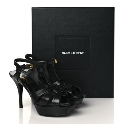 Saint Laurent Calfskin Tribute 75 Platform Sandals 36.5 Black 9 of 9