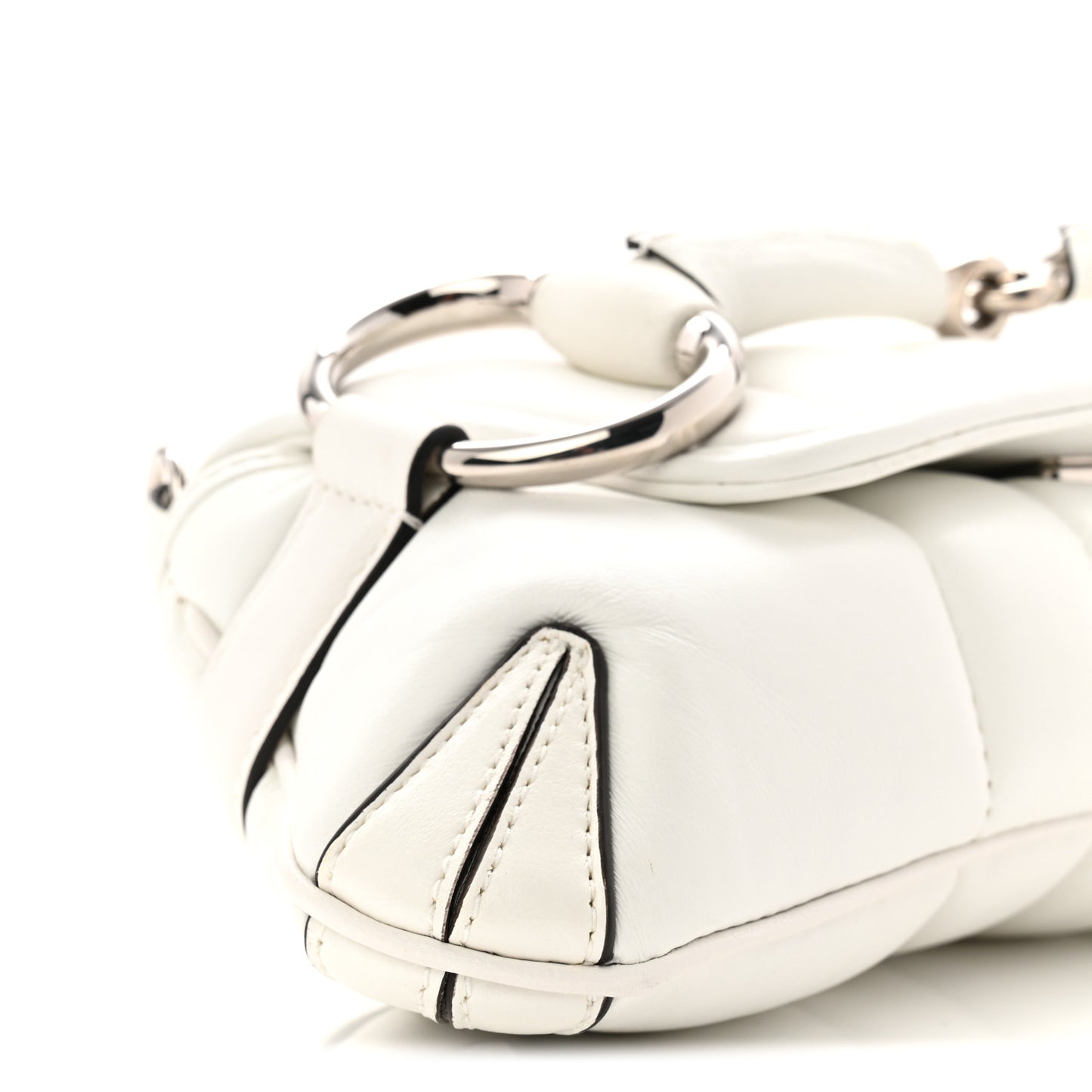 Nappa Vertical Matelasse Small Maxi Horsebit Chain Shoulder Bag Great White