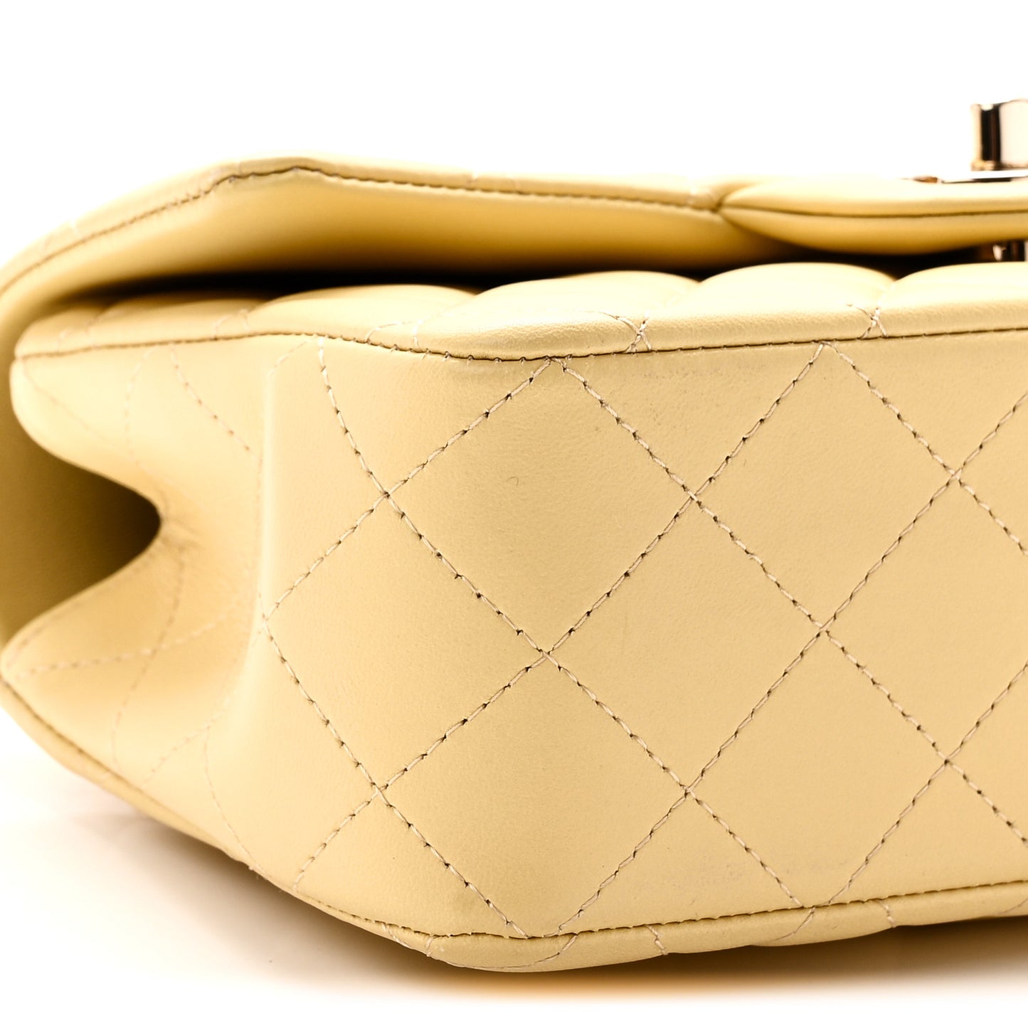 Lambskin Quilted Mini Top Handle Rectangular Flap Yellow