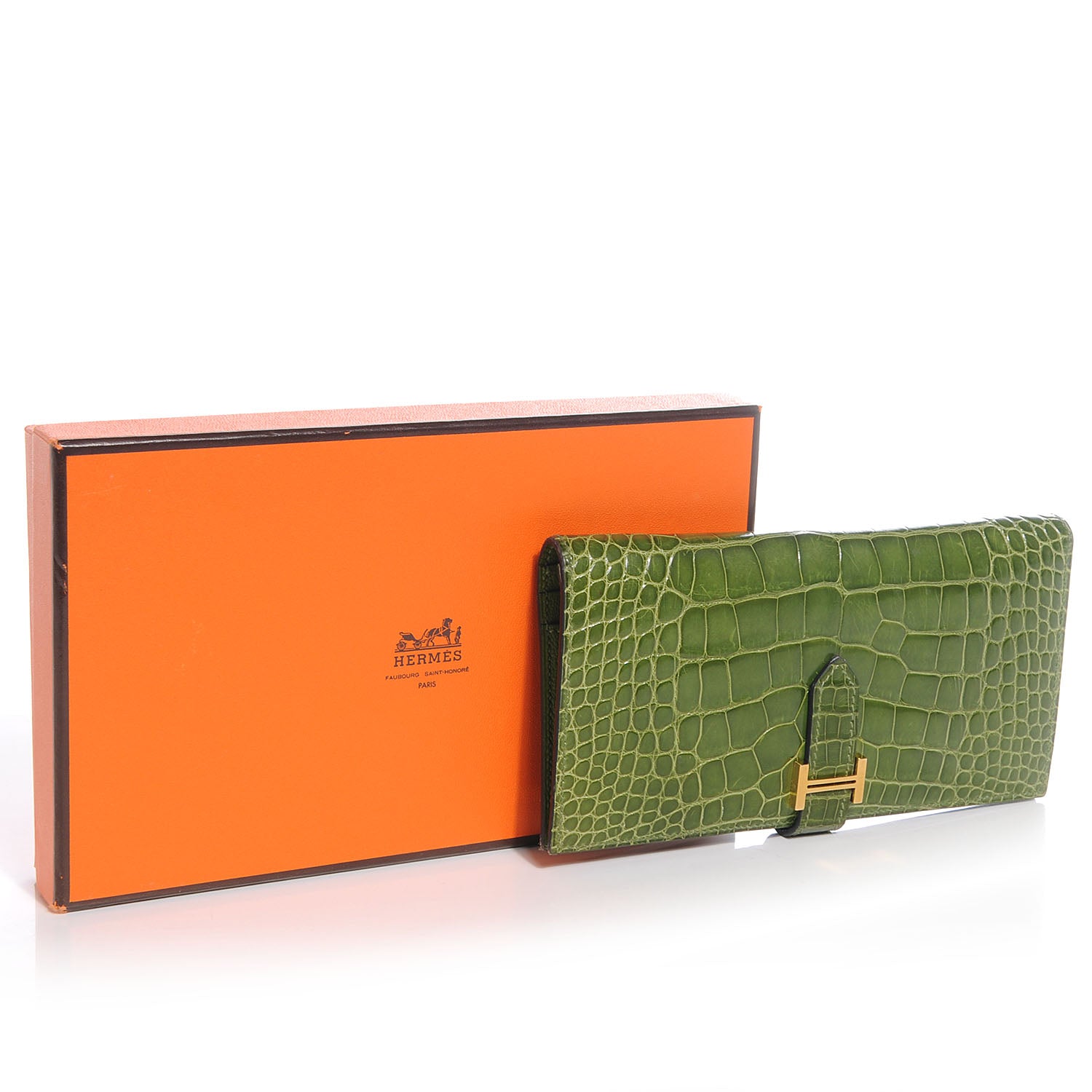 Hermes Alligator Bearn H Wallet Vert Benghal 5 of 8