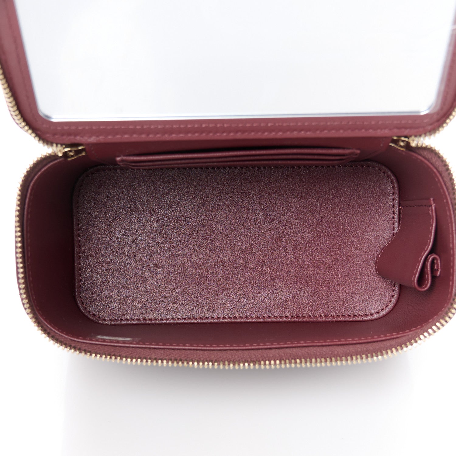 Chanel Lambskin Quilted Metal Small Top Handle Vanity Case With Chain Burgundy 5 of 10