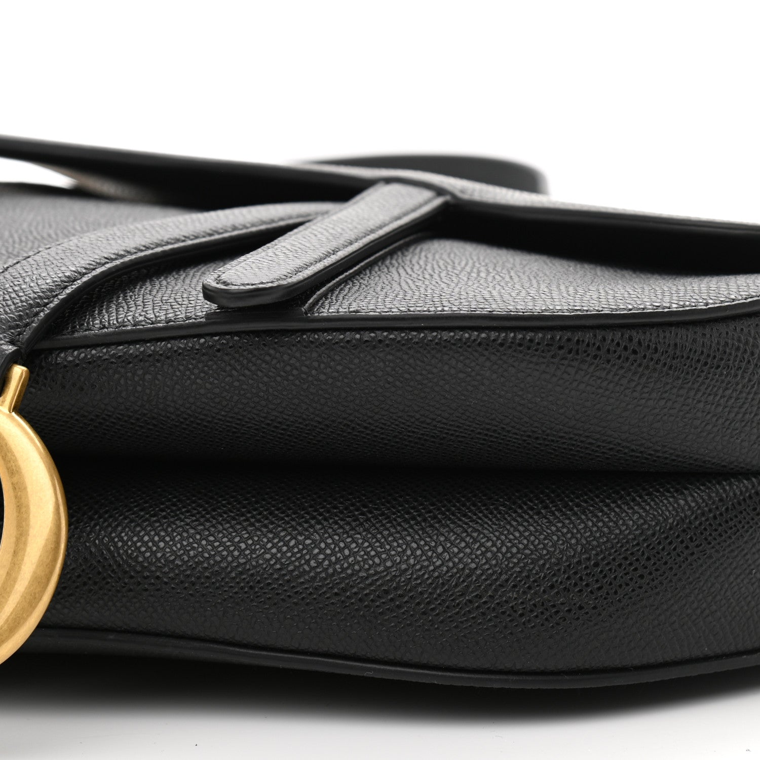 Christian Dior Grained Calfskin Mini Saddle Bag With Strap Black 10 of 10