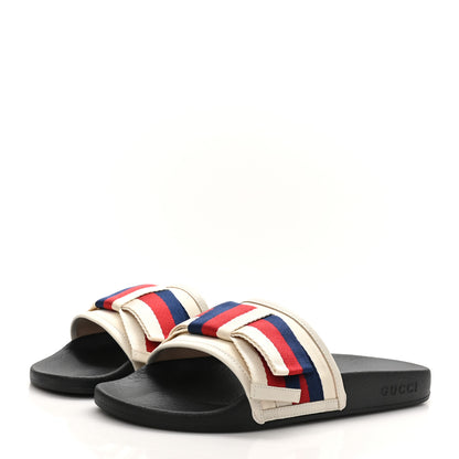 Gucci Satin Web Sylvie Bow Slide Sandals 38 White 4 of 8