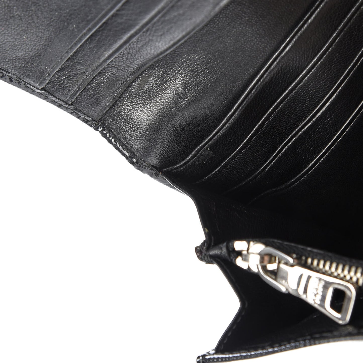 Saffiano Vernice Crystal Studded Flap Wallet Black