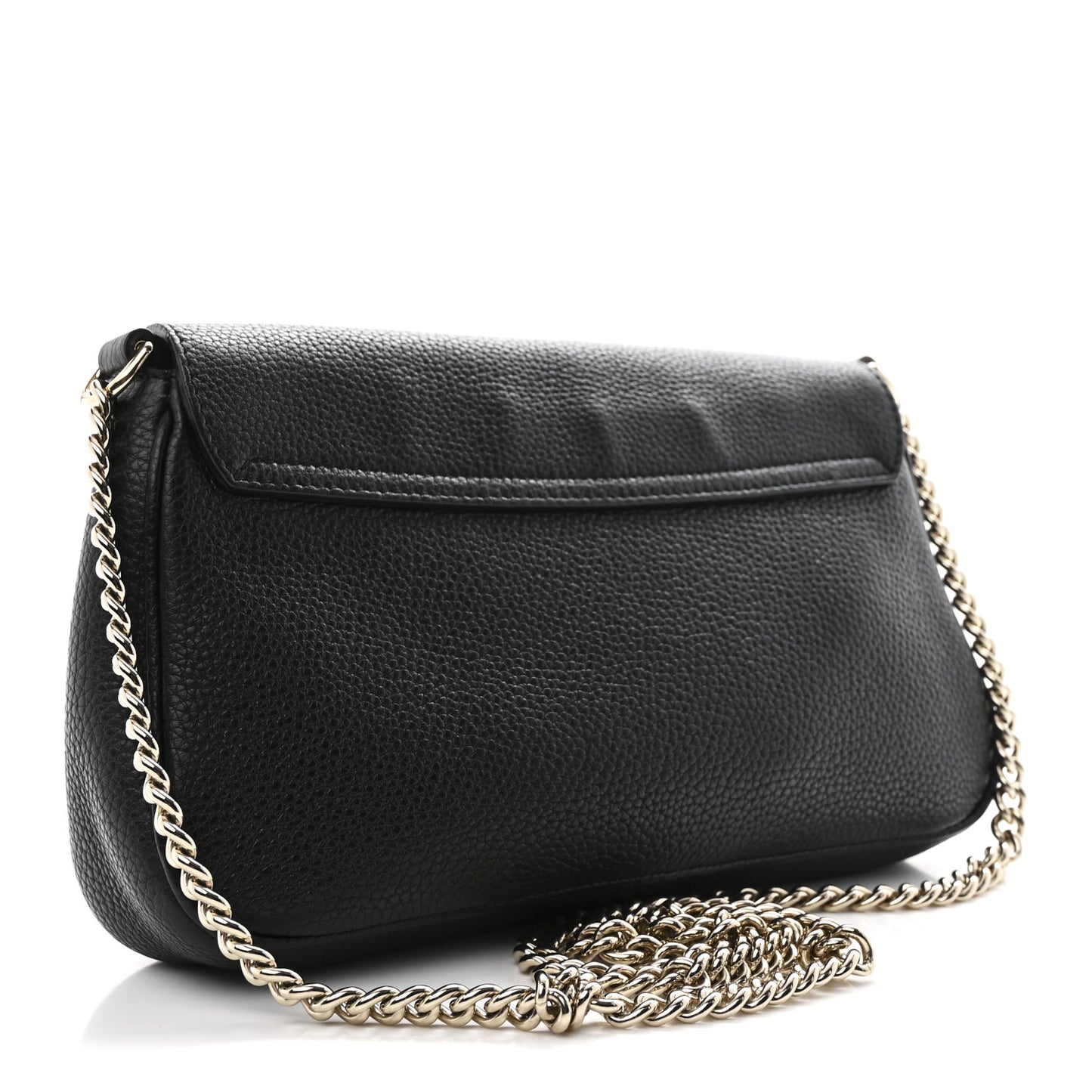 Pebbled Calfskin Medium Soho Flap Crossbody Black