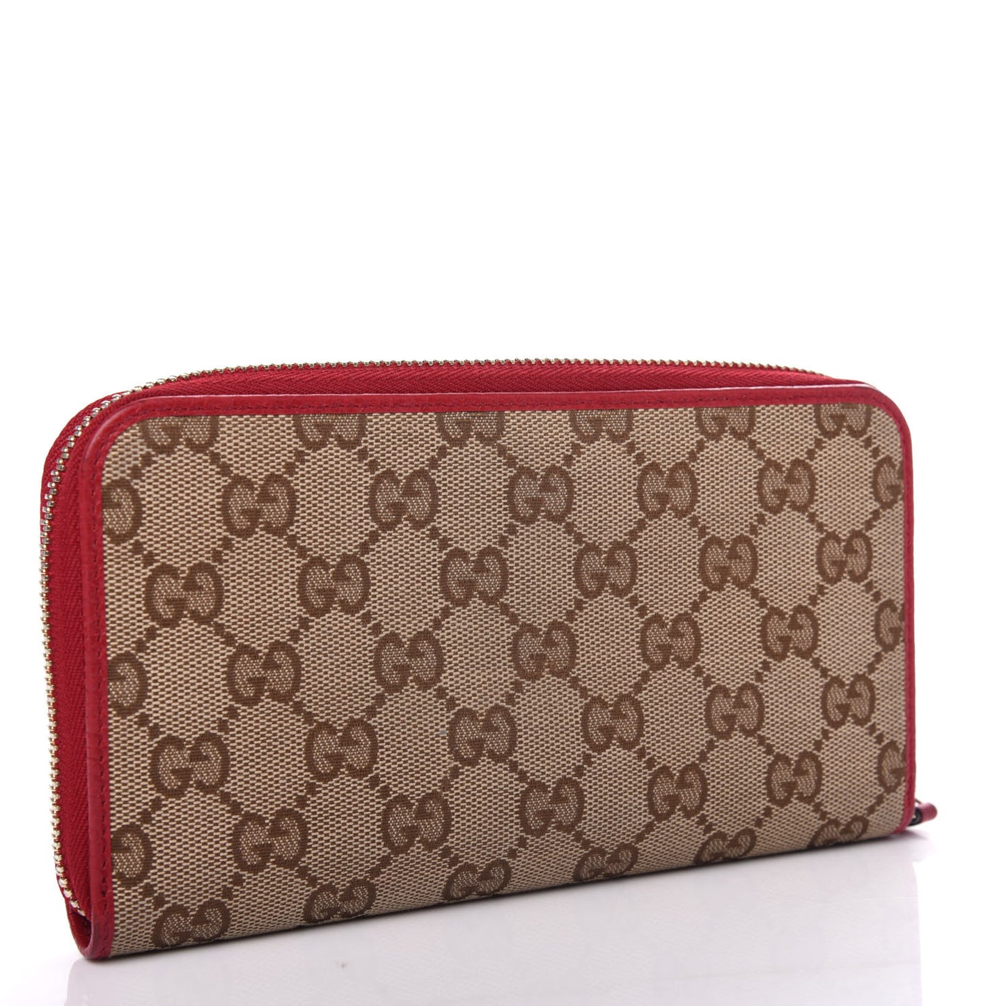 Monogram Dollar Calfskin Zip Around Wallet Beige Ebony Rosso