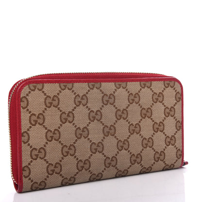 Gucci Monogram Dollar Calfskin Zip Around Wallet Beige Ebony Rosso 3 of 9
