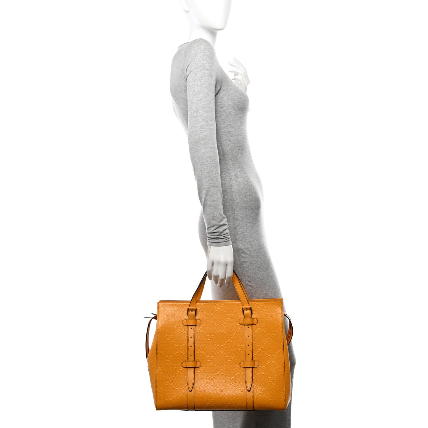 Calfskin GG Tennis Embossed Tote Bag Crop