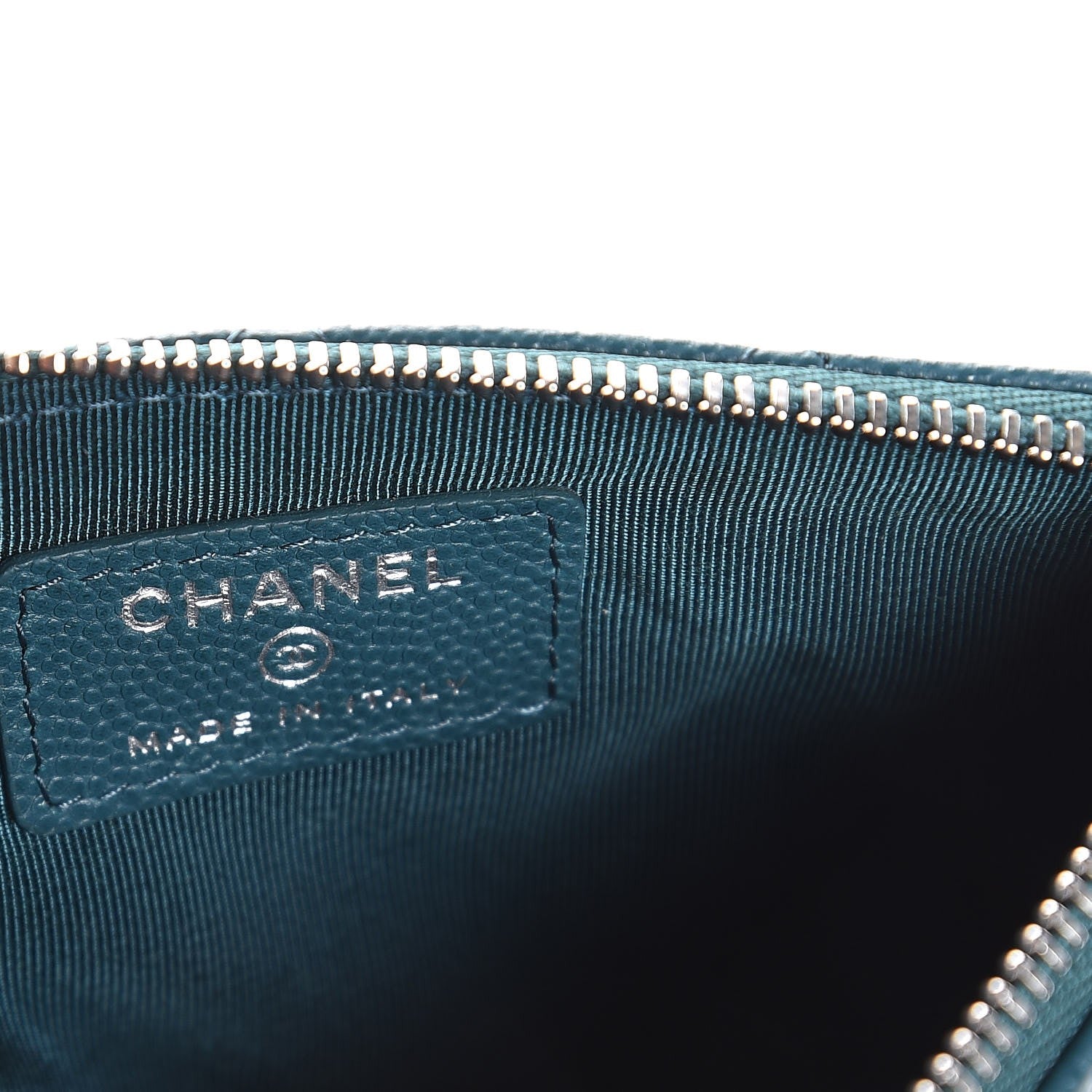 Chanel Caviar Quilted Small Cosmetic Case Dark Turquoise 6 of 8