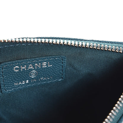 Chanel Caviar Quilted Small Cosmetic Case Dark Turquoise 6 of 8