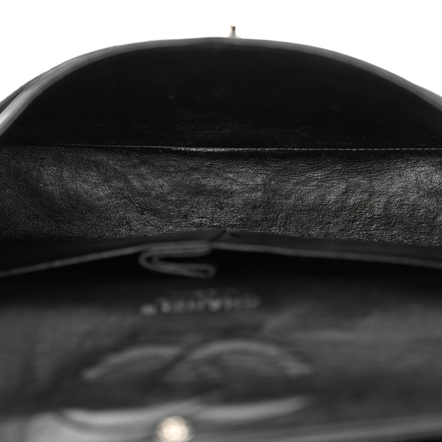 Patent Quilted Medium Double Flap Black