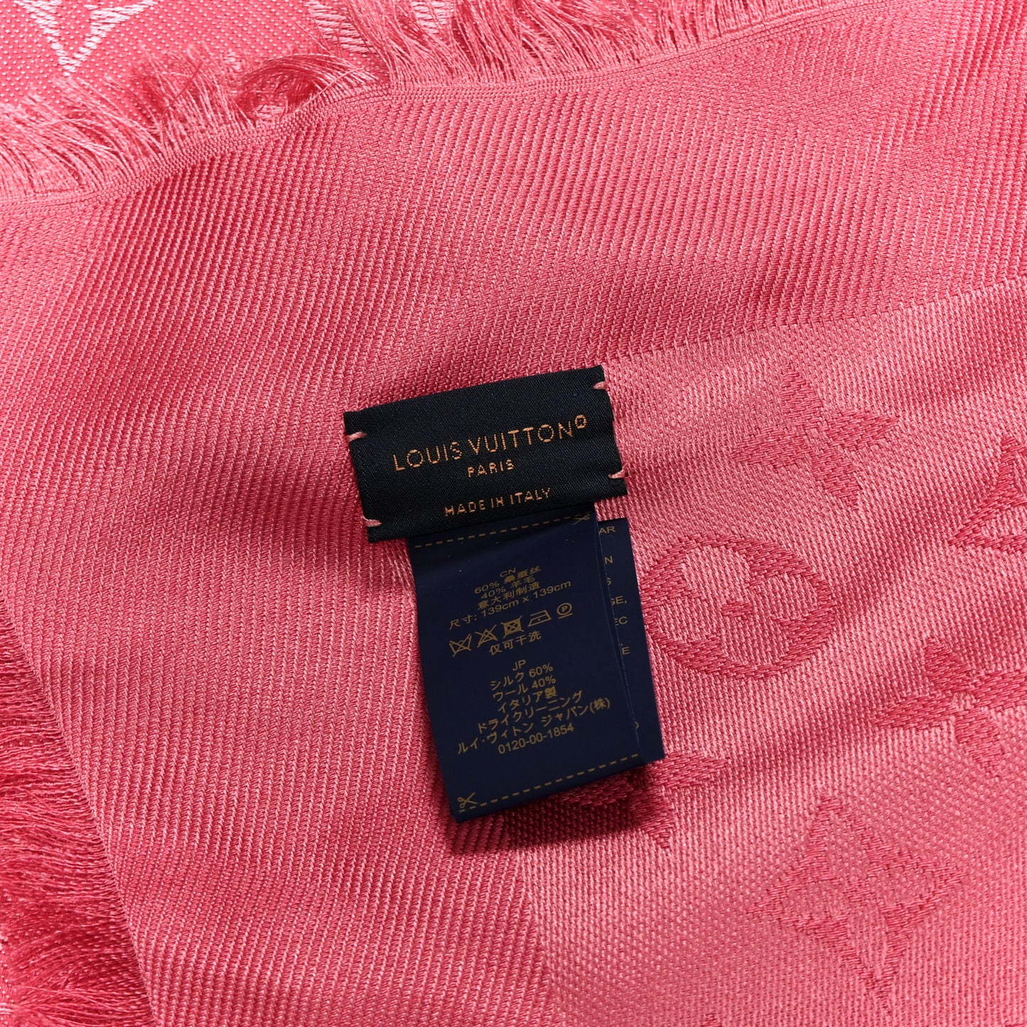 Silk Wool Monogram Shawl Fuschia