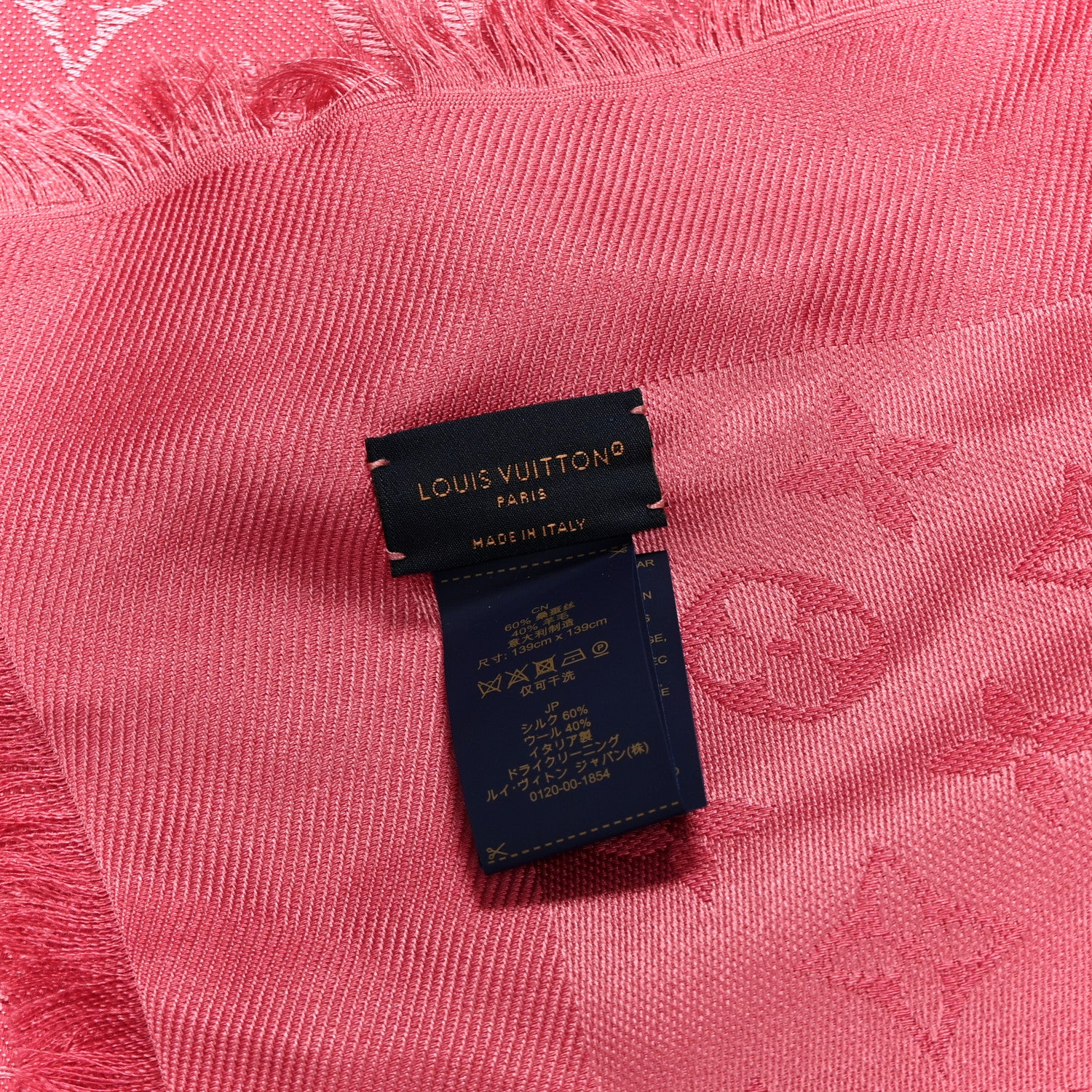Louis Vuitton Silk Wool Monogram Shawl Fuschia 3 of 4