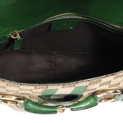 Gucci Monogram Horsebit Web Flap Bag Green 5 of 9