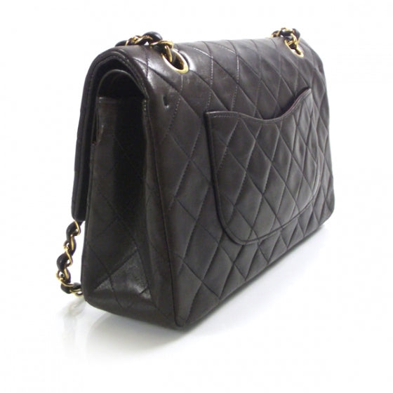 Lambskin Medium Double Flap Black