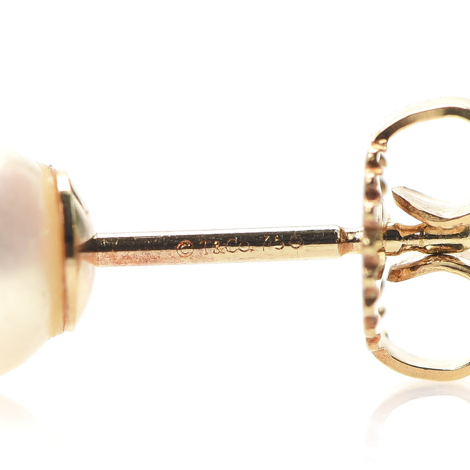 Tiffany 18K Yellow Gold Akoya Pearl 6-6.5mm Signature Pearl Earrings 4 of 5