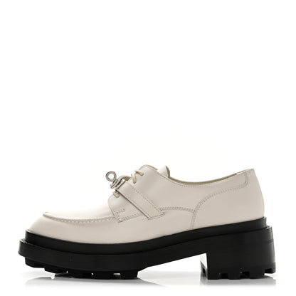 Hermes Glossed Calfskin First Derby 37.5 Beige Glaise 1 of 9