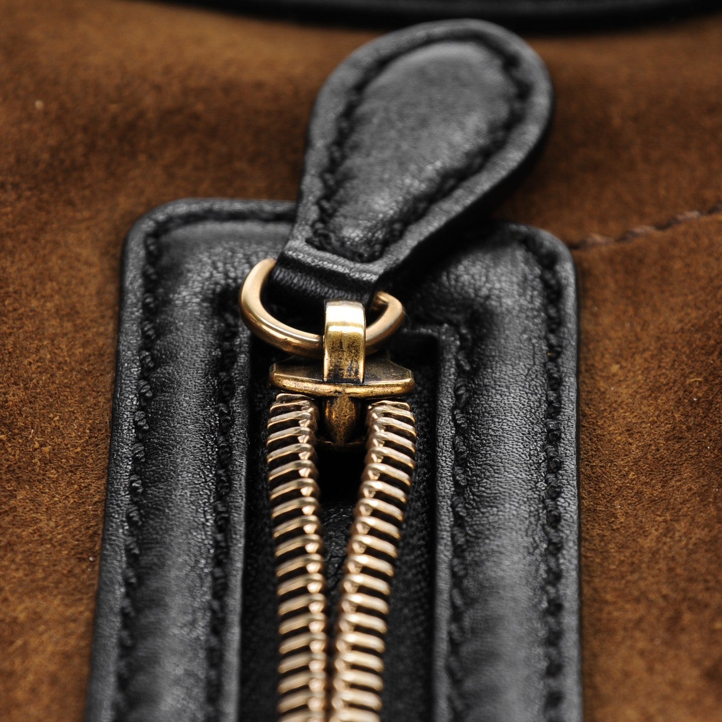 Smooth Calfskin Suede Mini Bi-Color Luggage Black Olive