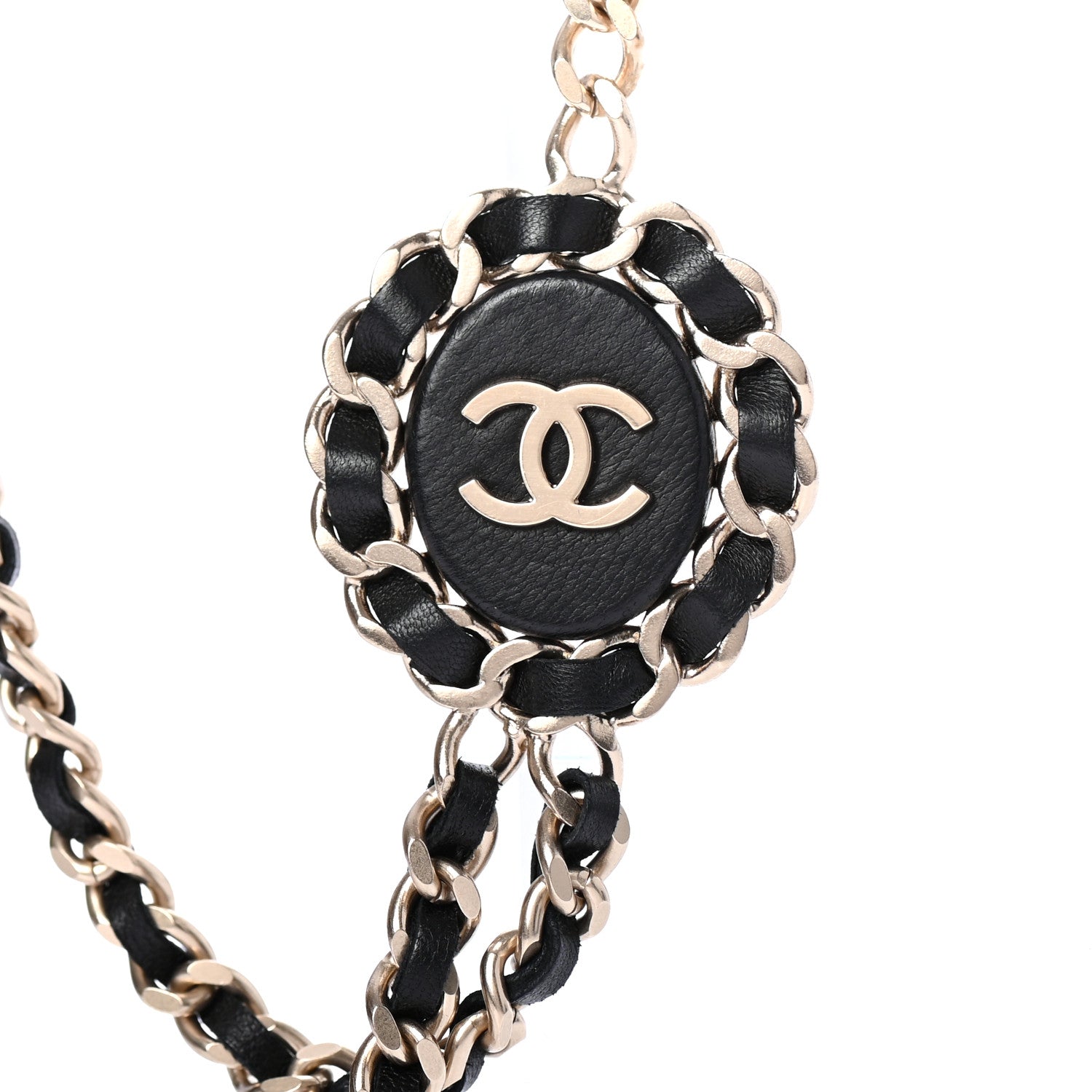 Chanel Lambskin CC Long Chain Necklace Black Gold 4 of 6