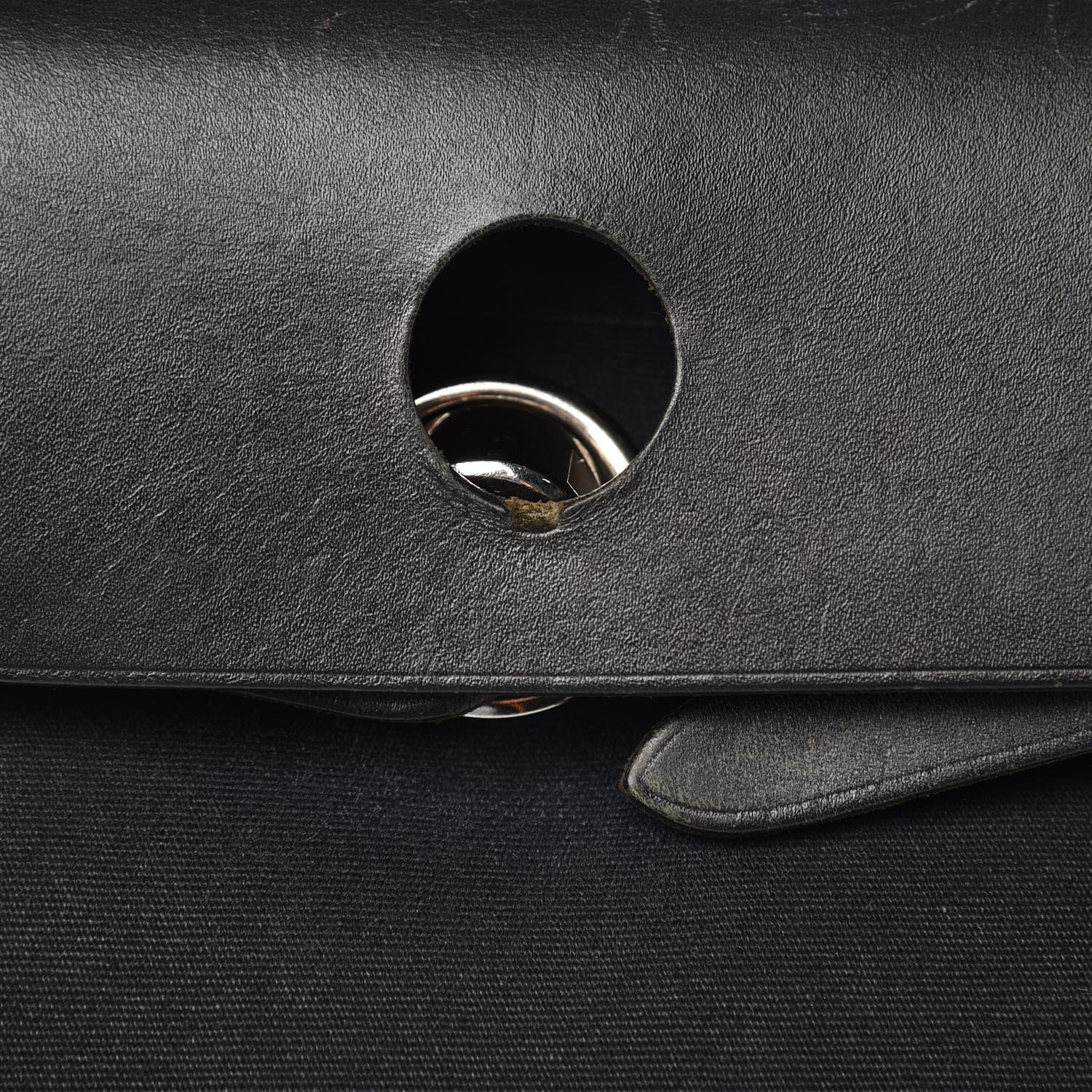 Hermes Toile Vache Calfskin Herbag 30 PM Black 14 of 26