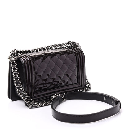 Chanel Patent Calfskin Quilted Small Boy Flap Burgundy 2 of 9
