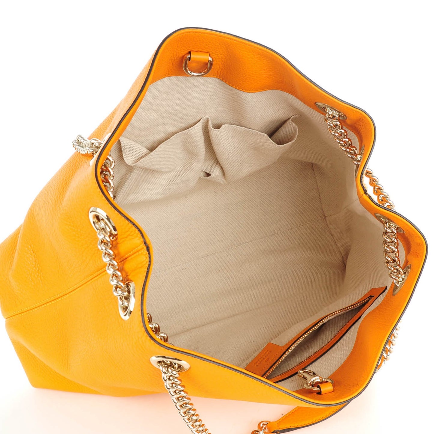 Pebbled Calfskin Medium Soho Chain Shoulder Bag Curcuma