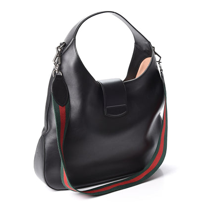 Gucci Calfskin Web Dog Embroidered Large Dionysus Hobo Black 2 of 9