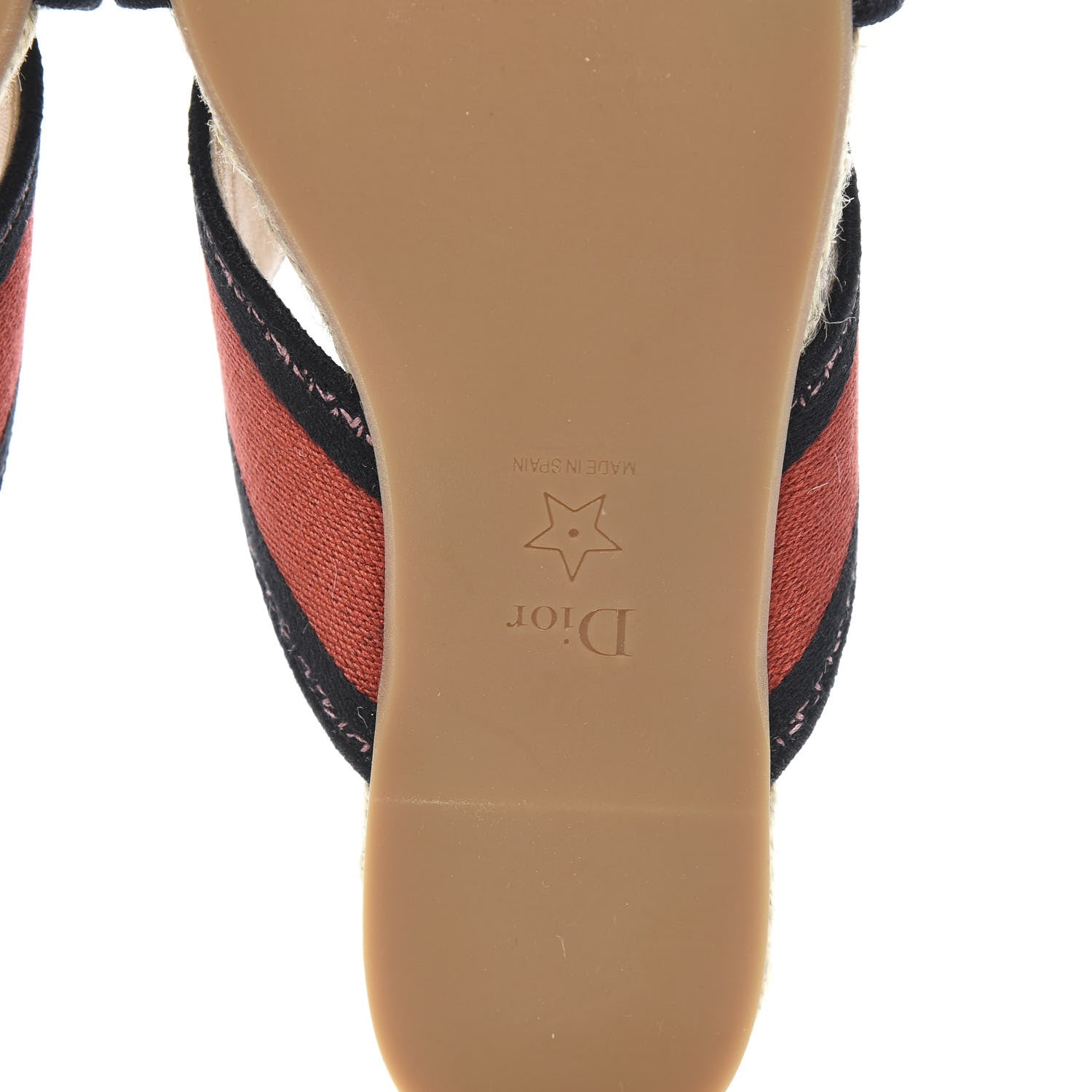 Christian Dior Canvas Embroidered Granville Espadrille Crisscross Flat Slide Sandals 37.5 Spicy Red 6 of 9