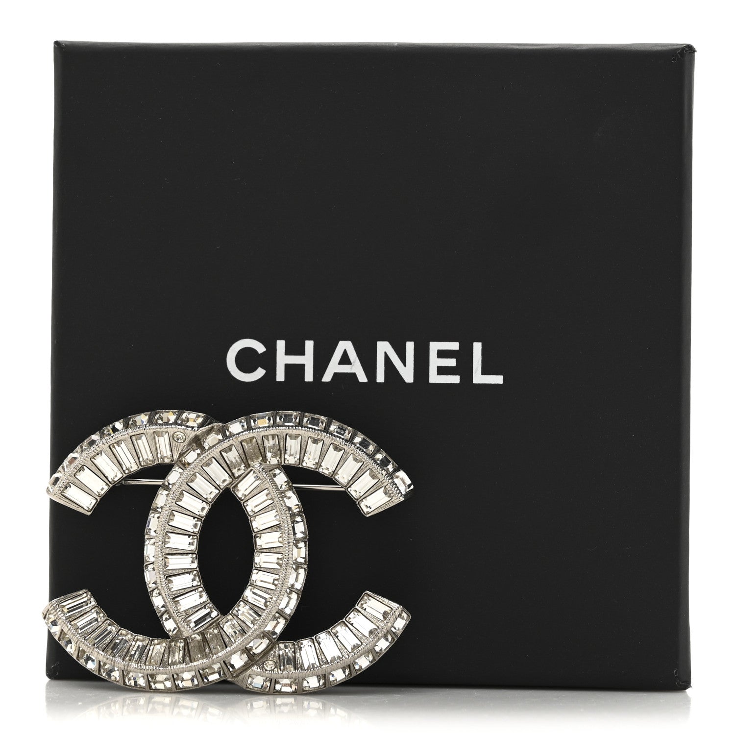 Chanel Baguette Crystal CC Brooch Silver 4 of 4