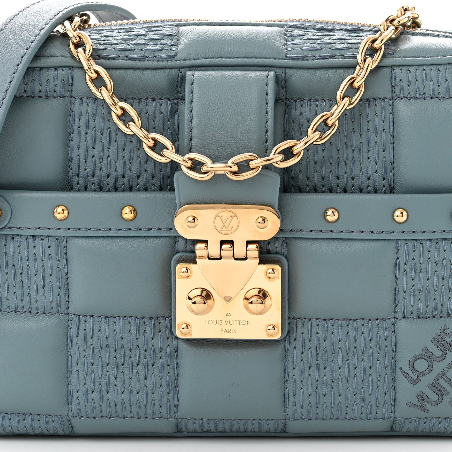 Louis Vuitton Lambskin Damier Quilt Troca PM Glacier 7 of 9