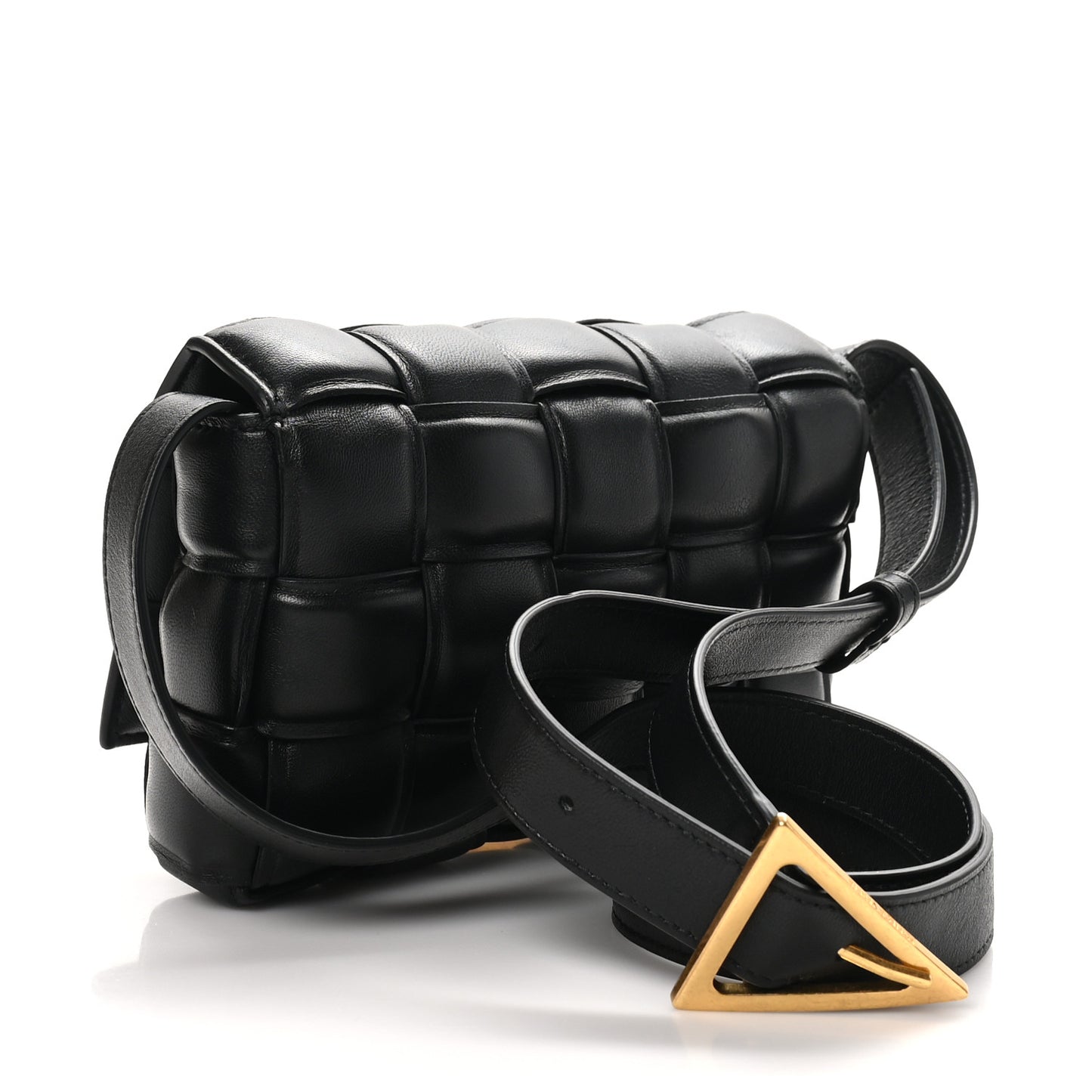 Nappa Maxi Intreccio Small Padded Cassette Crossbody Bag Black