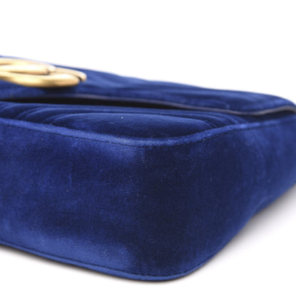 Gucci Velvet Matelasse Medium GG Marmont Shoulder Bag Cobalt Blue 10 of 12