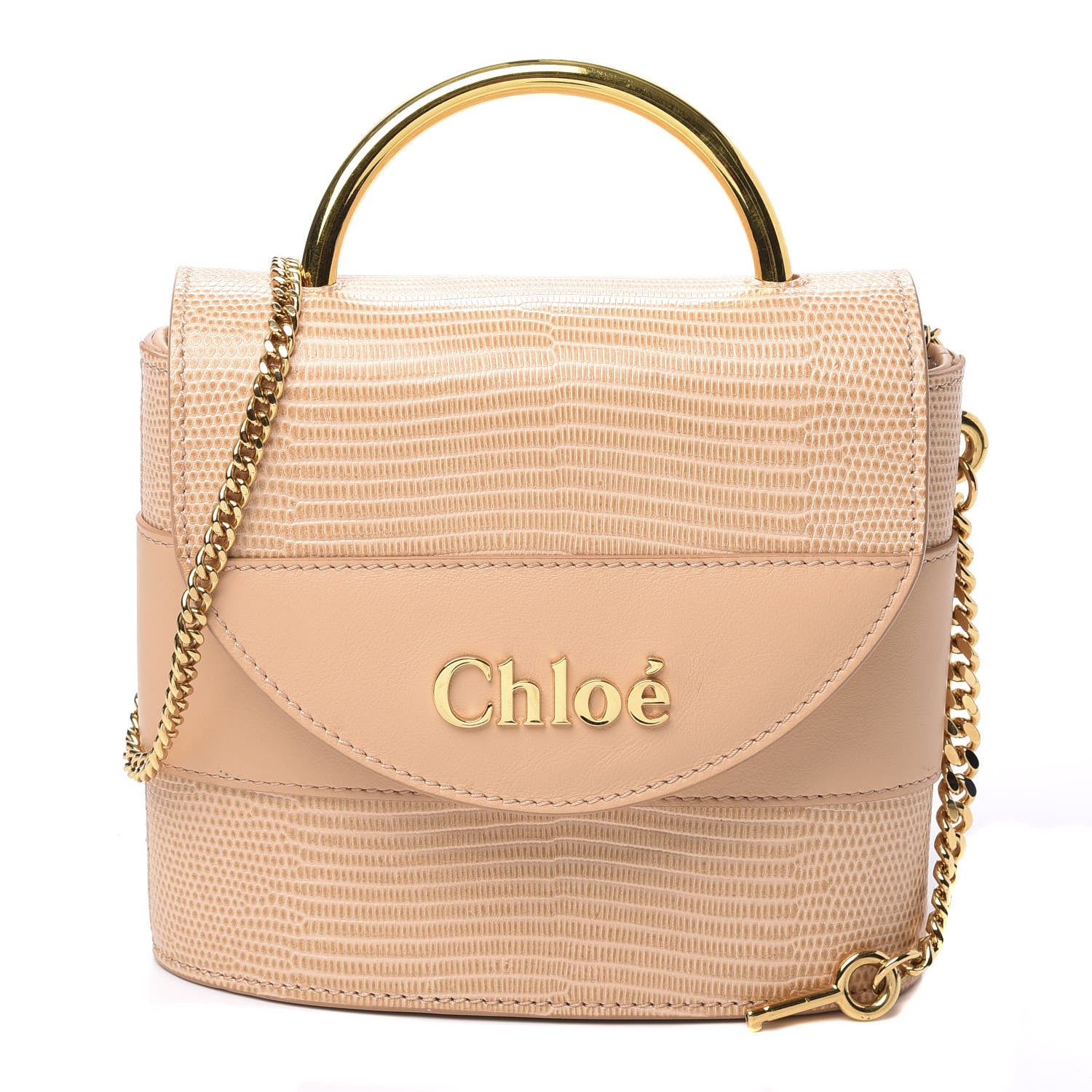 Chloe Calfskin Lizard Embossed Small Aby Lock Delicate Pink 1 of 11