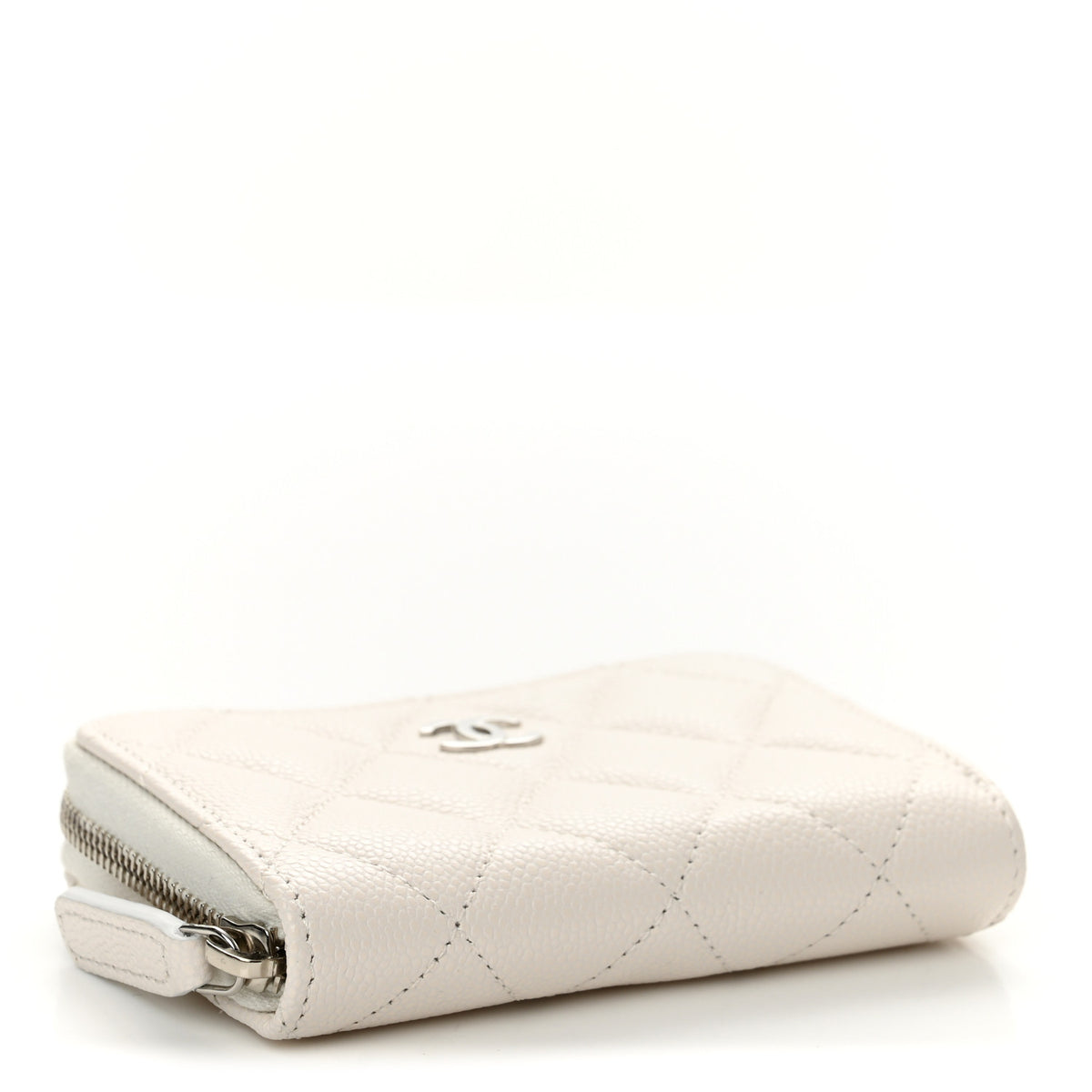 Caviar Quilted Zip Around Coin Purse White