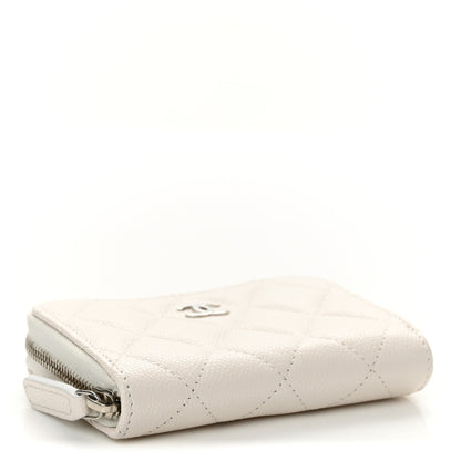 Chanel Caviar Quilted Zip Around Coin Purse White 4 of 8